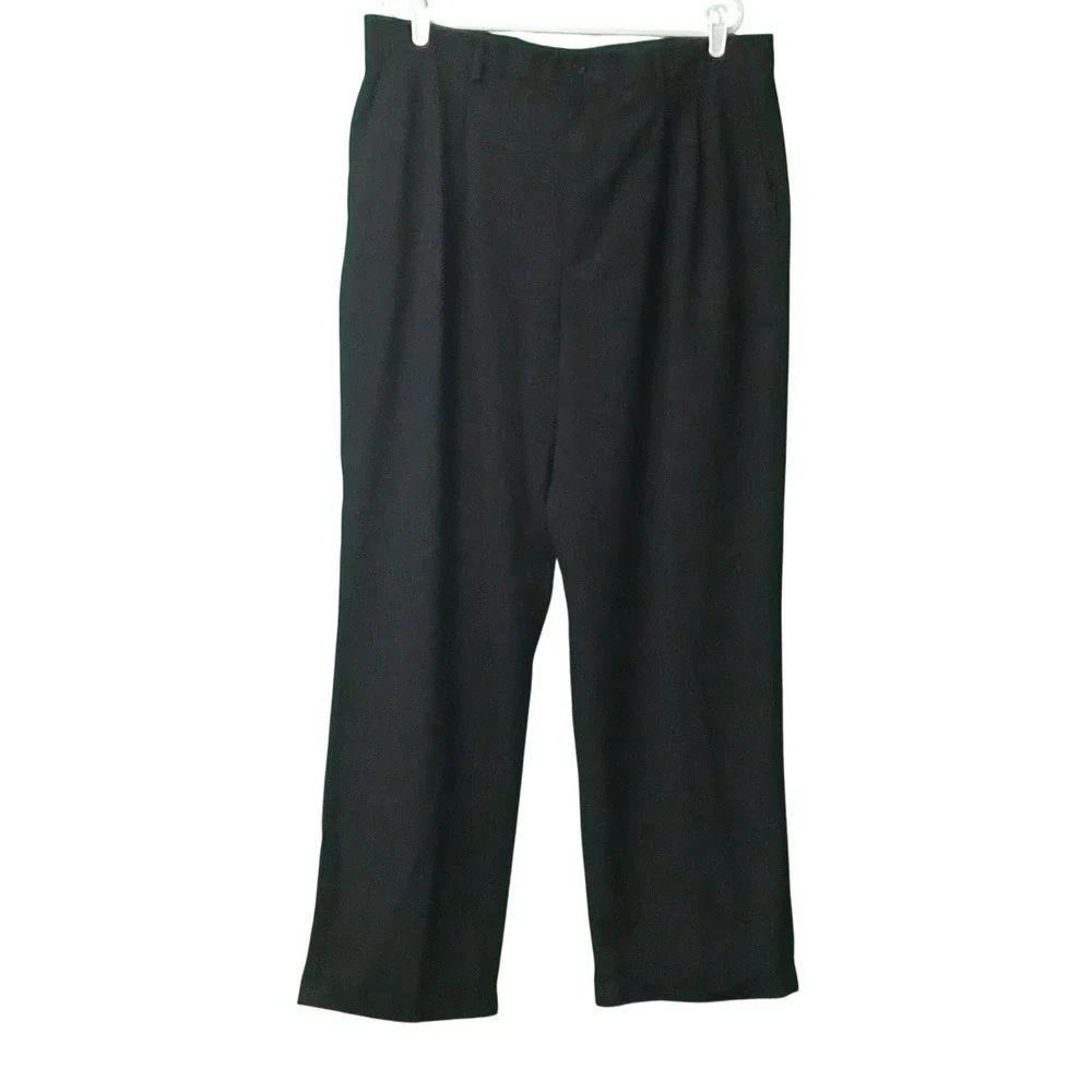 Claiborne Mens Black Pleated Dress Pants 38x32 Straight Leg MERU3116 Stretch‎